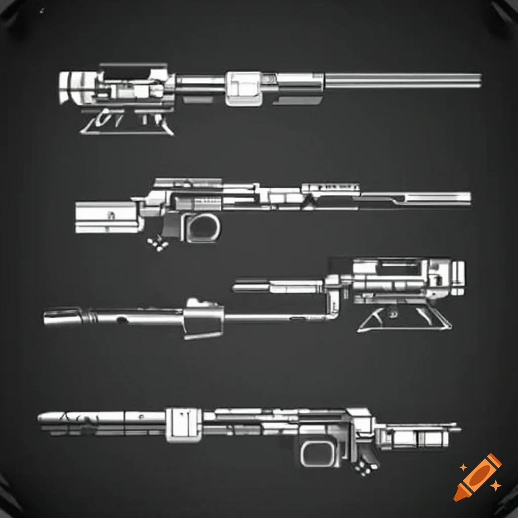 Modern artillery weapon detailed blueprint