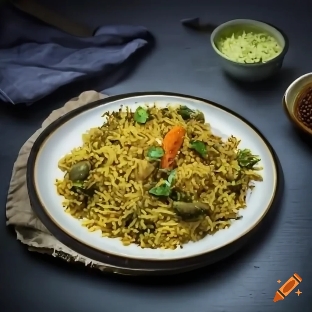 Indian style bowl with veg Pulao and coriander topping