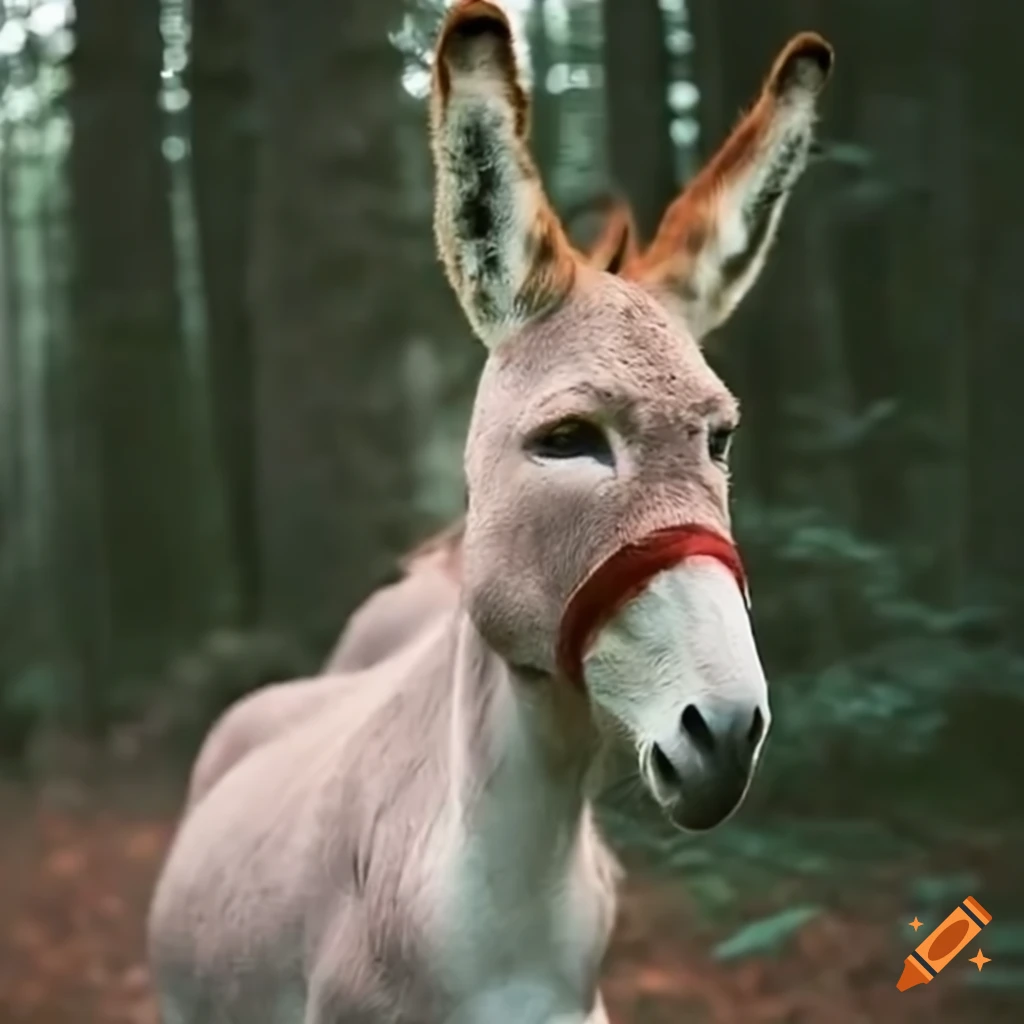 Mysterious transformation in a forest with Deborah Ann Woll turning into a majestic donkey
