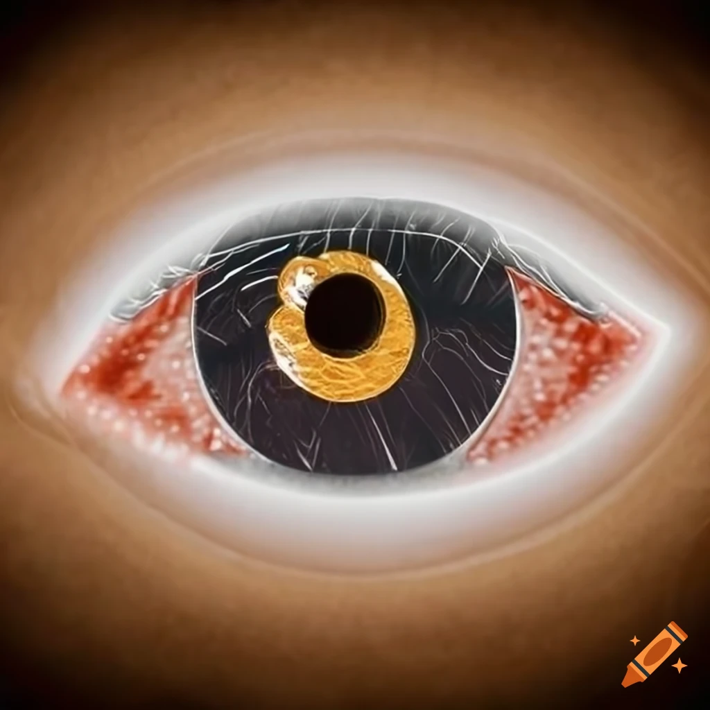 Creative eye design with coins and detailed cornea