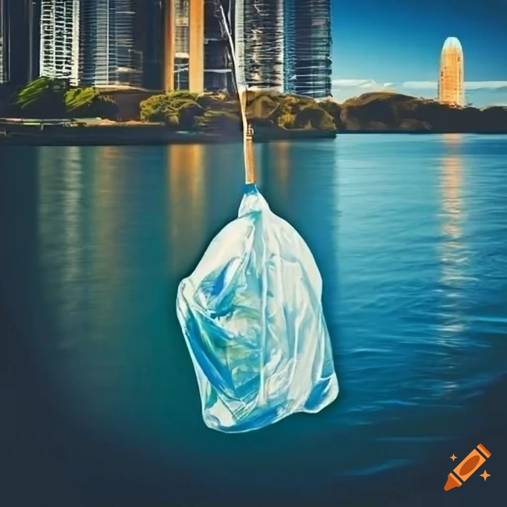 Fishing rod catching a plastic bag in Gold Coast river setting