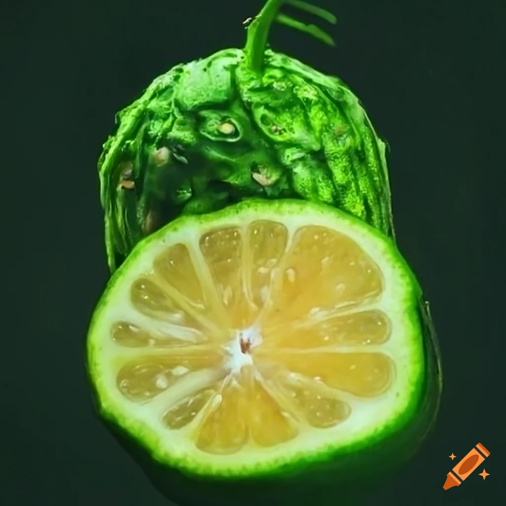 Pineapple, cucumber, and lemon drawing