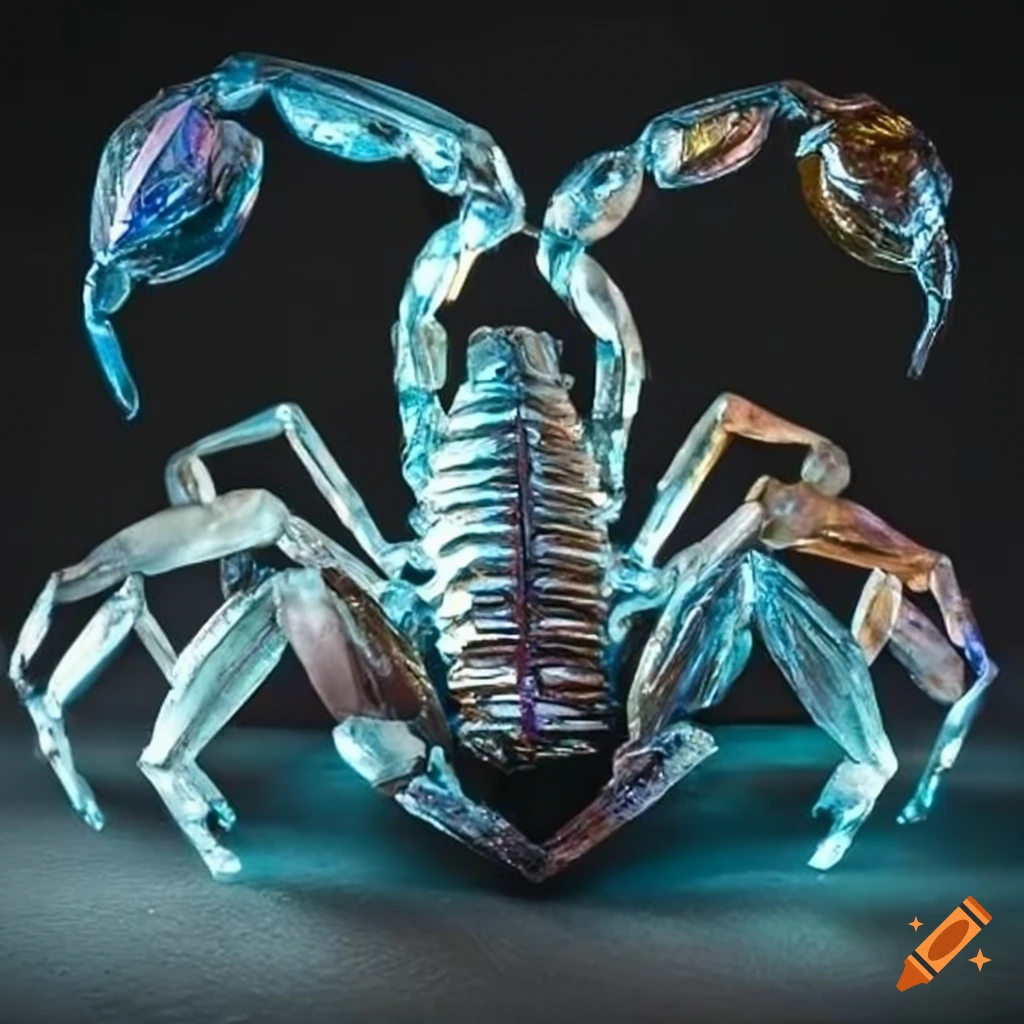Bismuth crystal scorpion sculpture