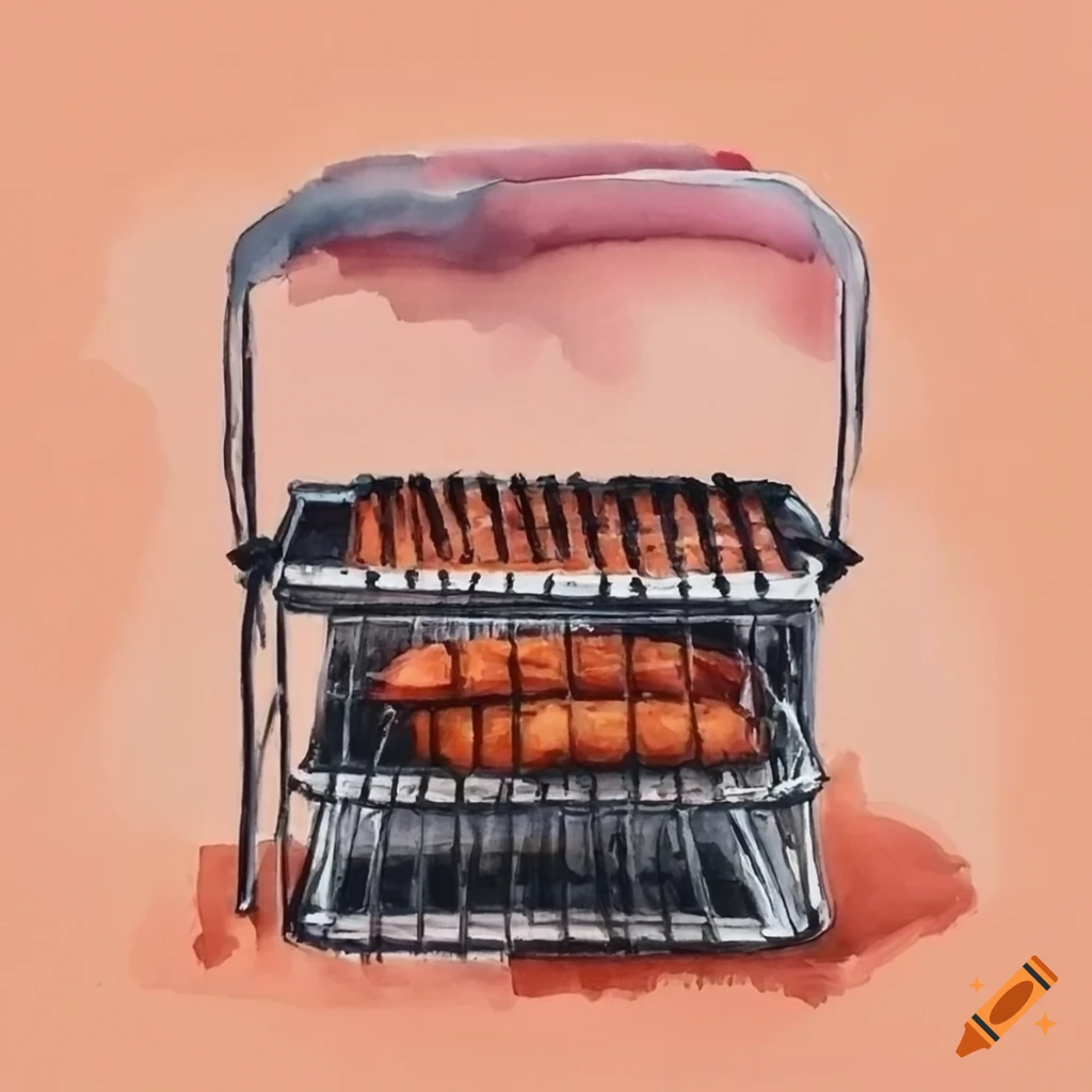 Crate grill barbecue with kofte and skewered food