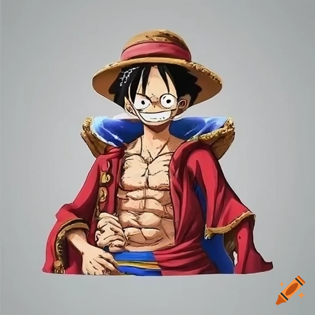 Luffy from One Piece with straw hat holding the French flag