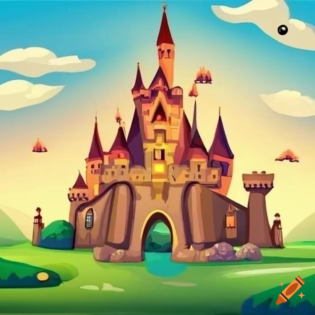 Cartoon-style gorgeous castle