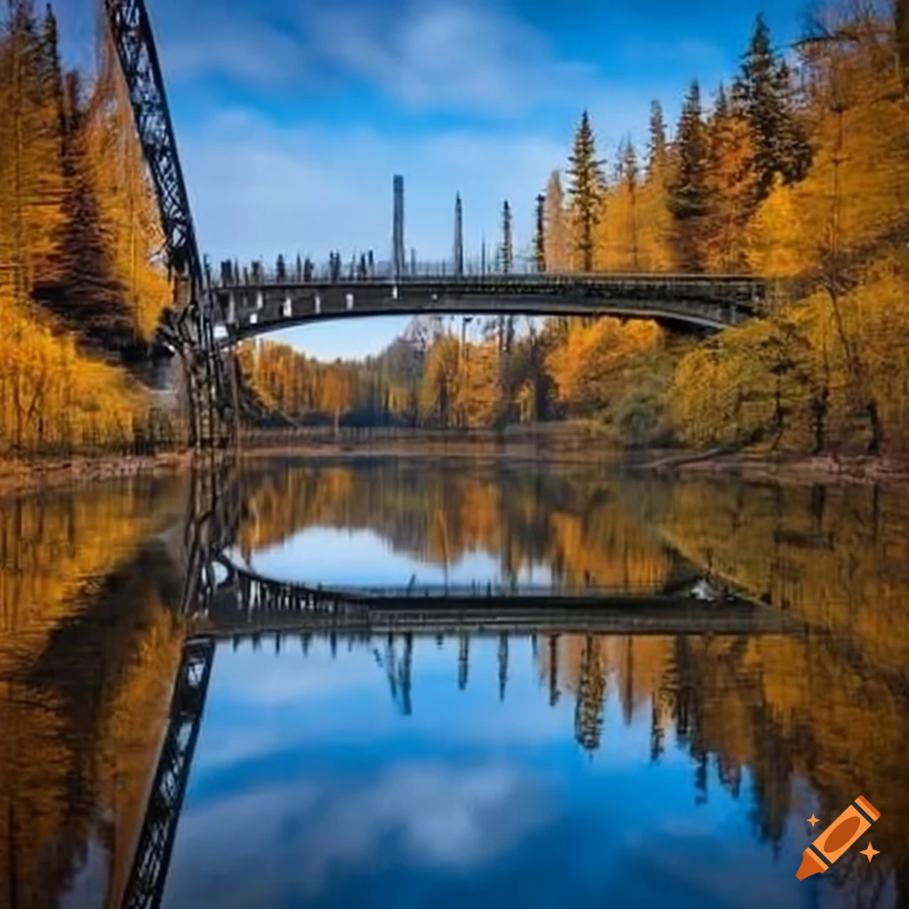 Canadian steel overpass bridge over river