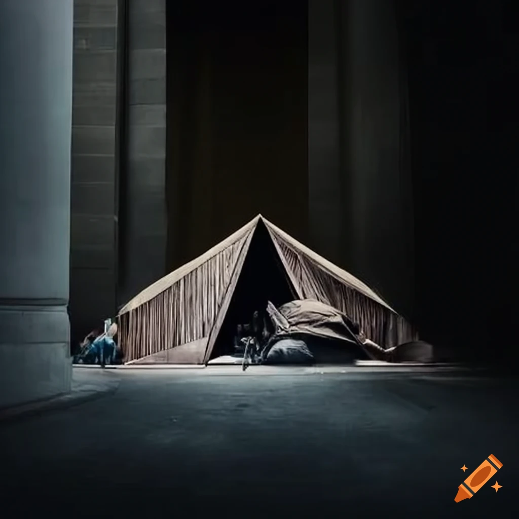 Architectural monument symbolizing homelessness and loss by renowned architect