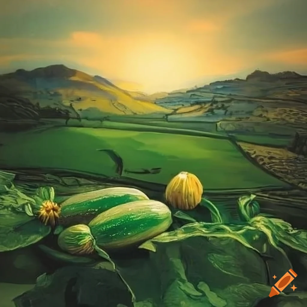 Sicilian landscape with zucchini