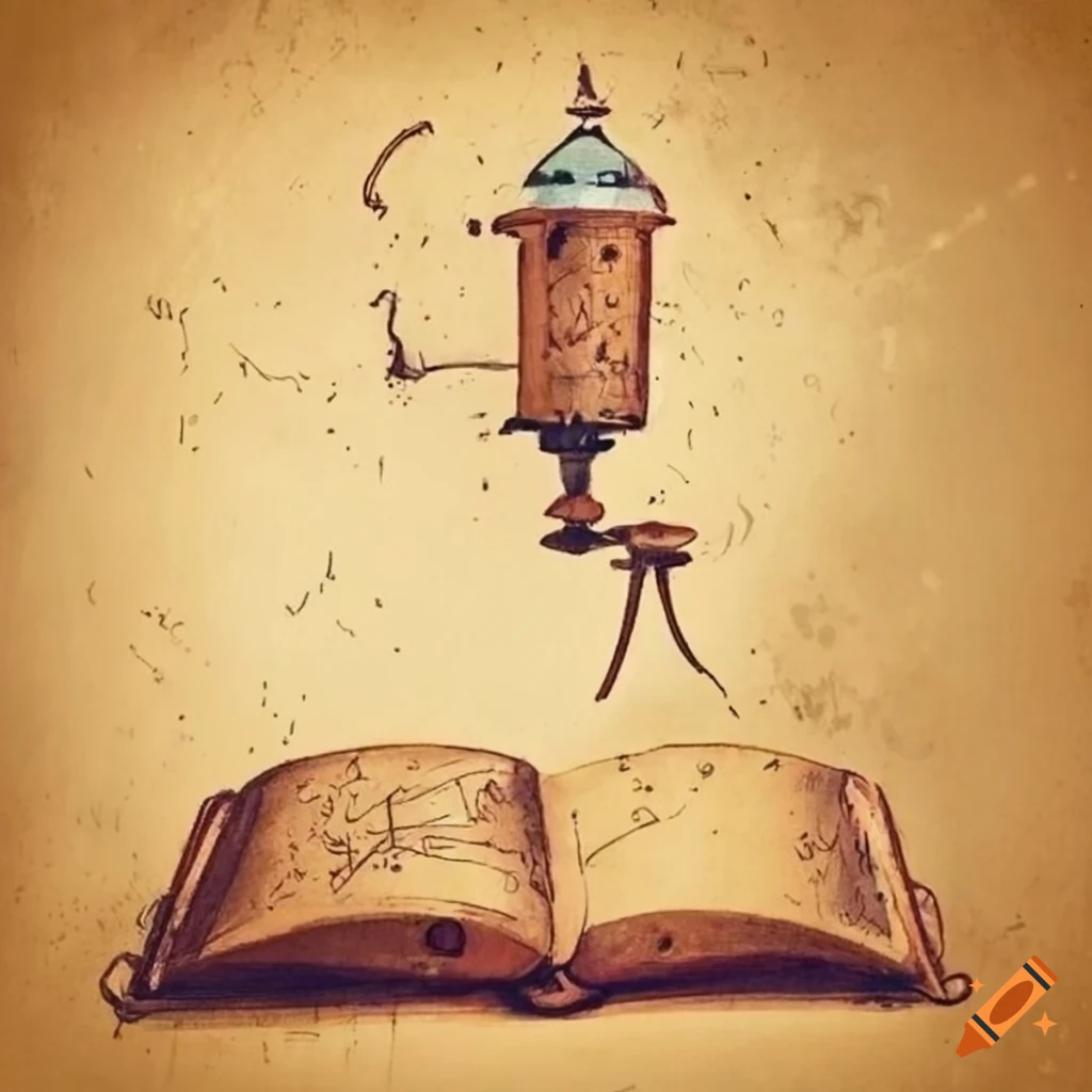 Old diary with drawings of an unusual device