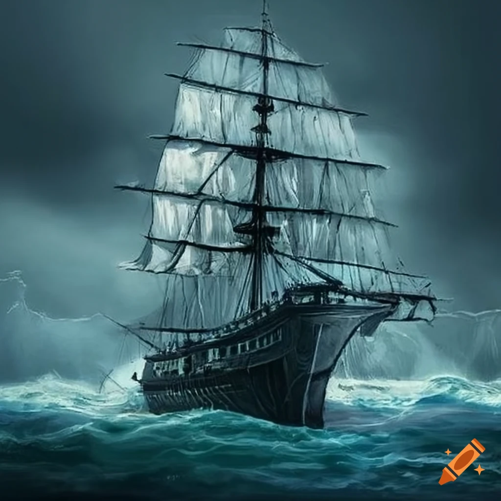Ship in a stormy sea