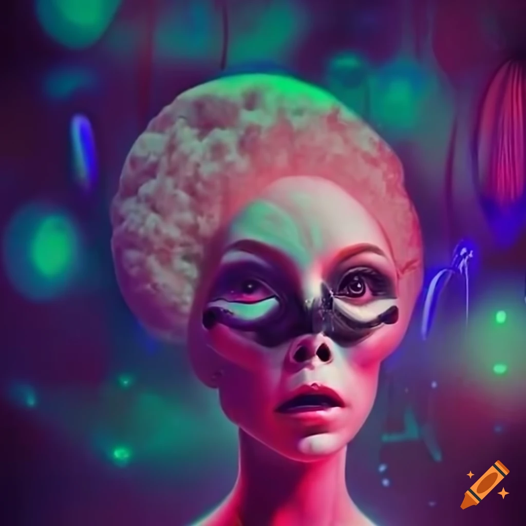 Surrealist aliens inside an organic spaceship with vintage 1960's Christmas show featuring The Fabulettes band