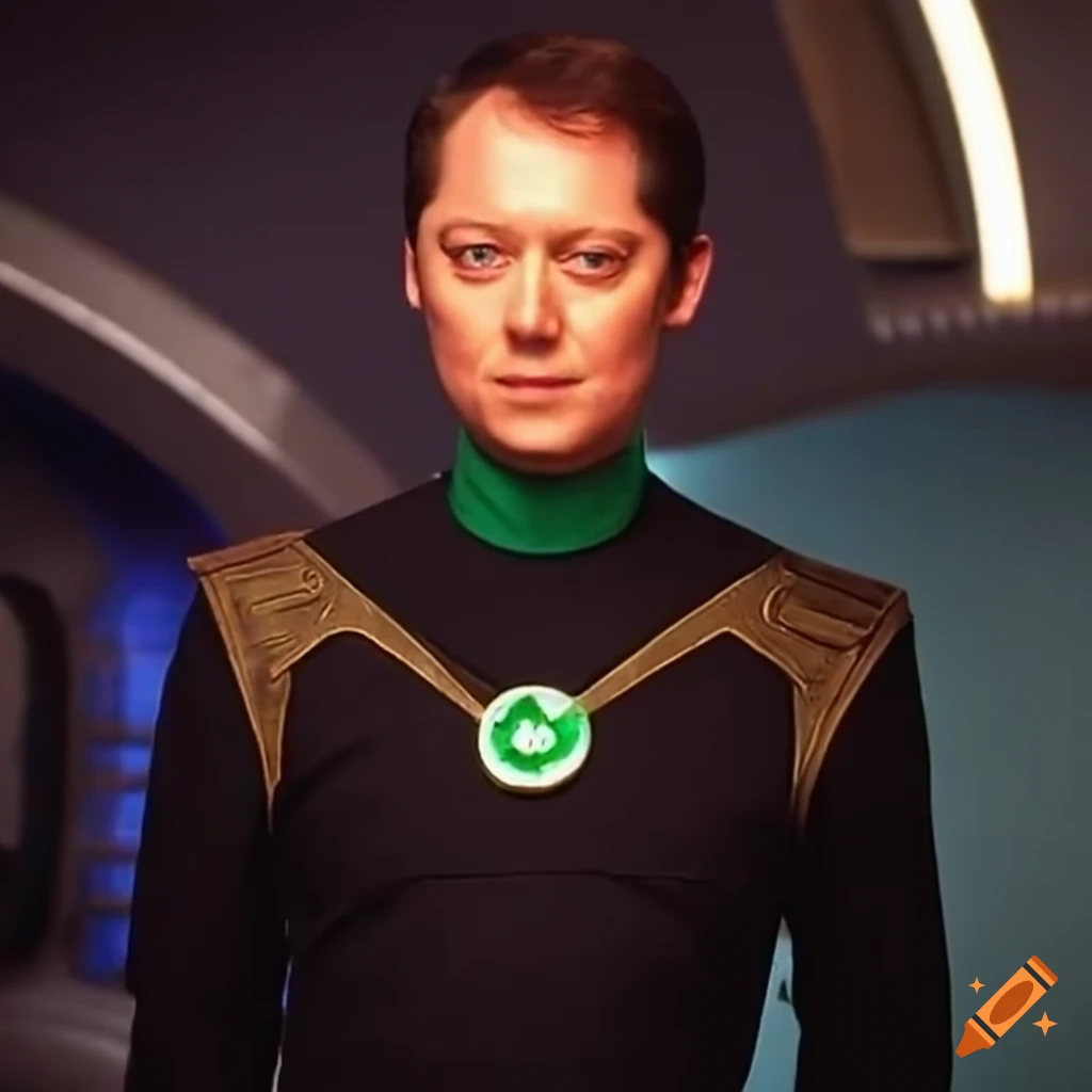 James Spader as a Starfleet Time Lord on the starship Enterprise with a Green Lantern watch
