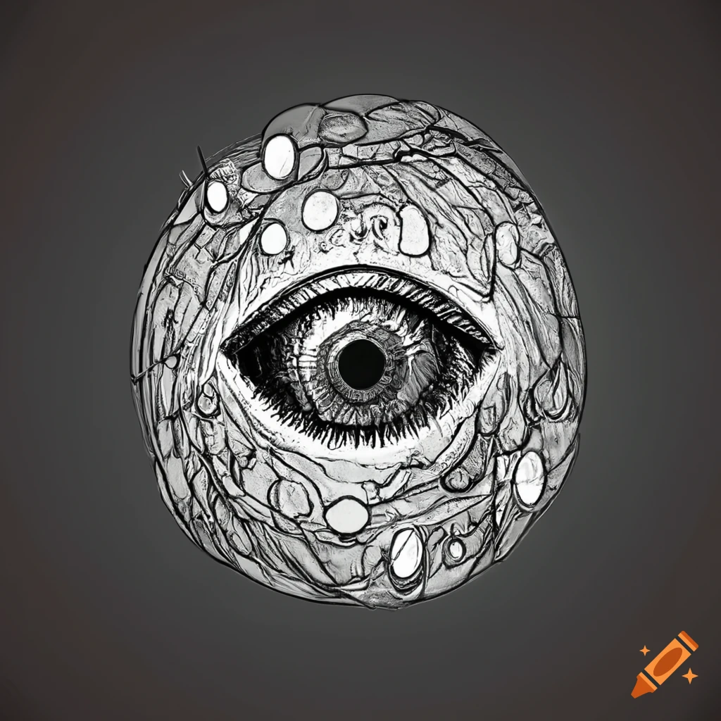 Creative eye design with coins and detailed cornea