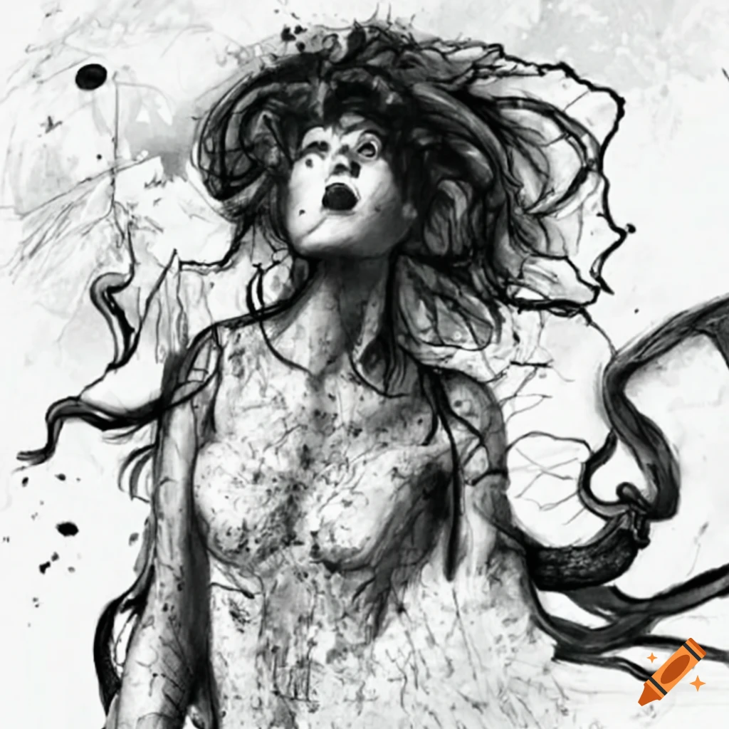 Baroque style black ink pencil drawing of Sirens warning call