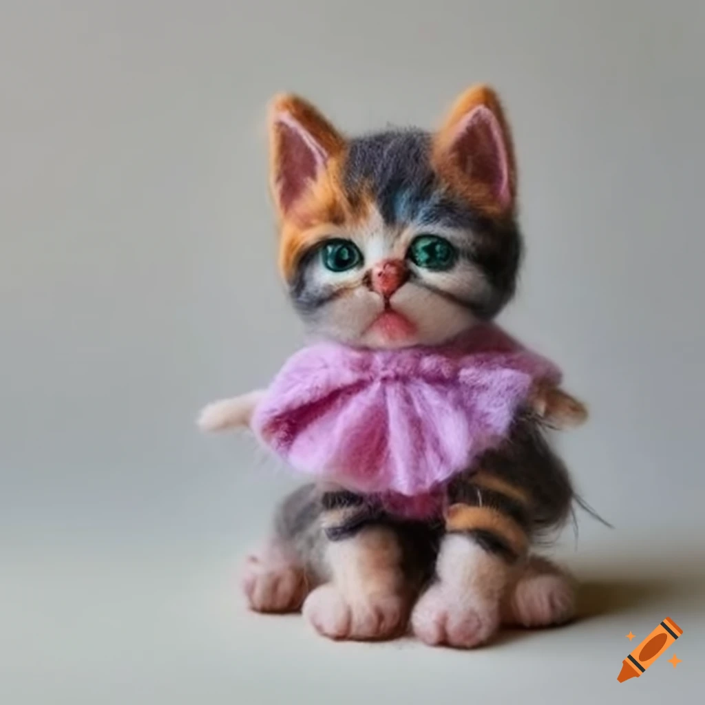 Felted wool dream kittens with outfits