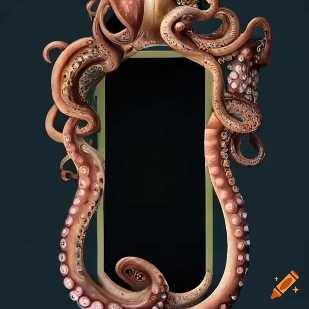 Antique mirror with octopus tentacles around the frame