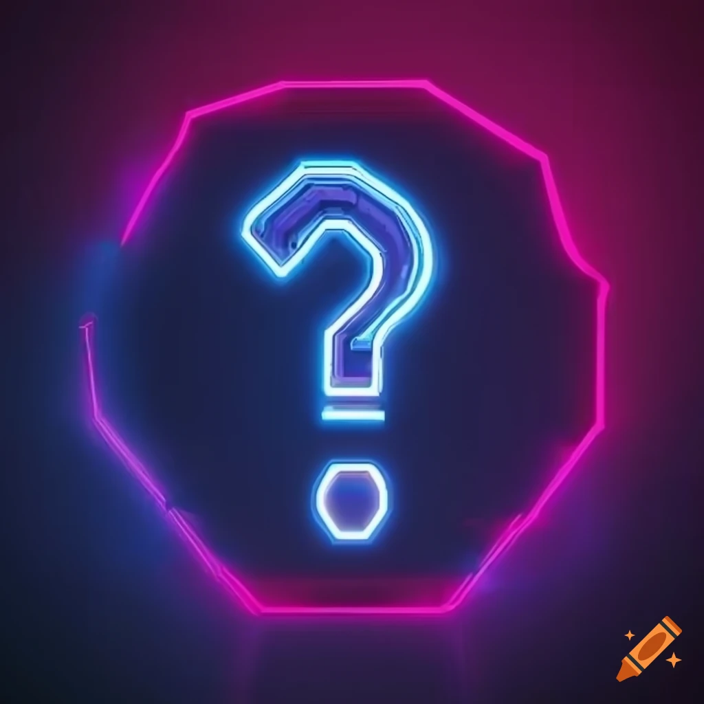 Neon cyberpunk question mark symbol