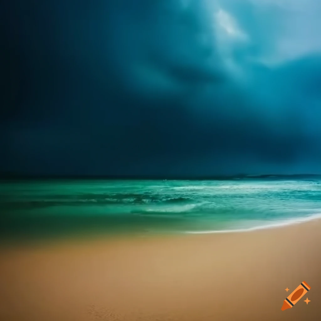 Sandy beach during a tropical storm