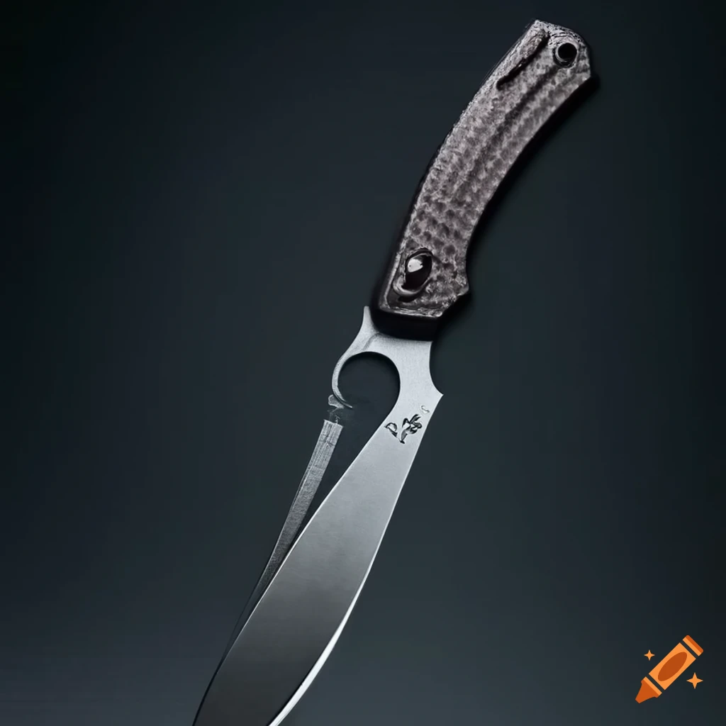 Spyderco jackknife scalpel on dark glass steel table with futuristic Japan style