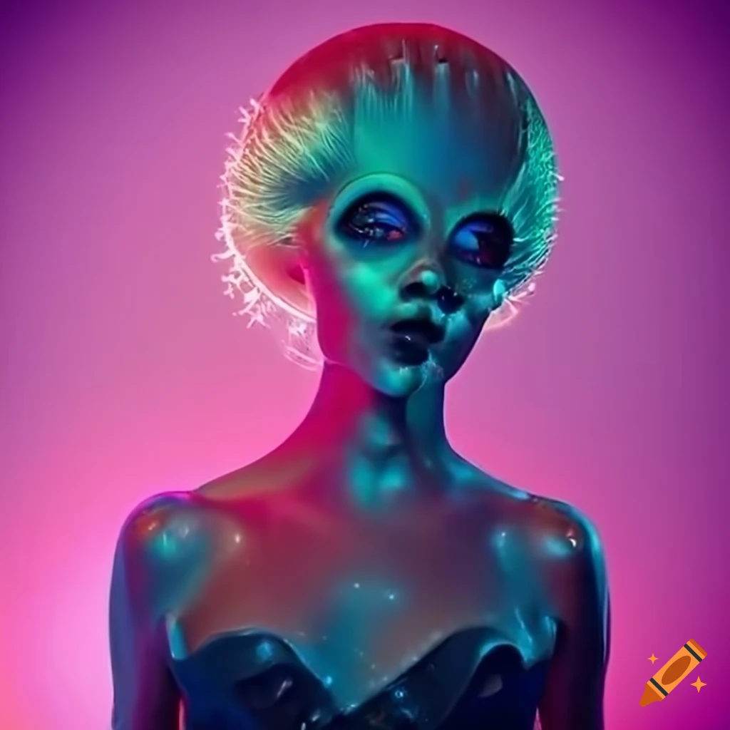 Surrealist aliens inside organic spaceship with vintage 1960's Christmas show featuring The Fabulettes band