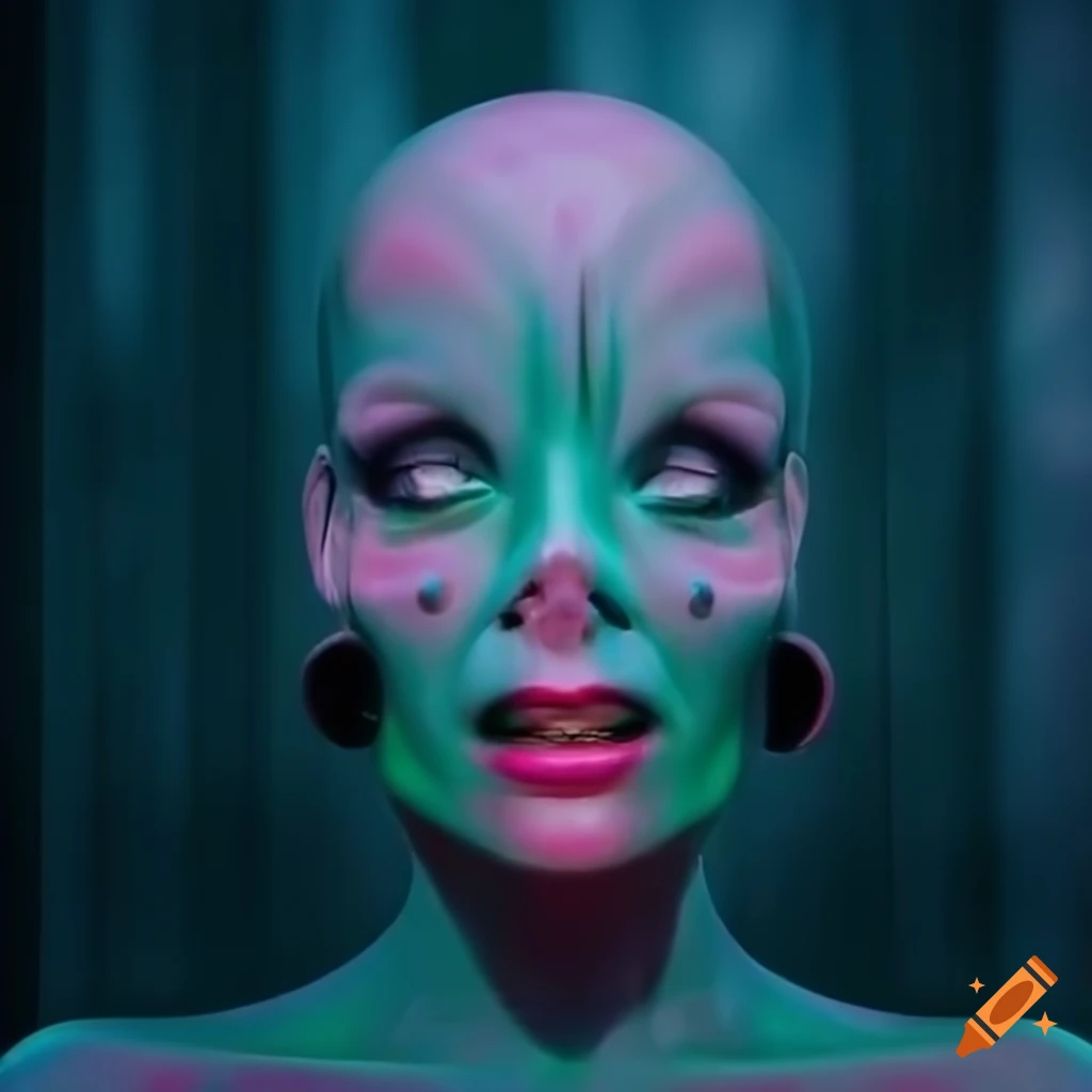 Surrealist aliens inside organic spaceship with vintage 1960's Christmas show featuring The Fabulettes band