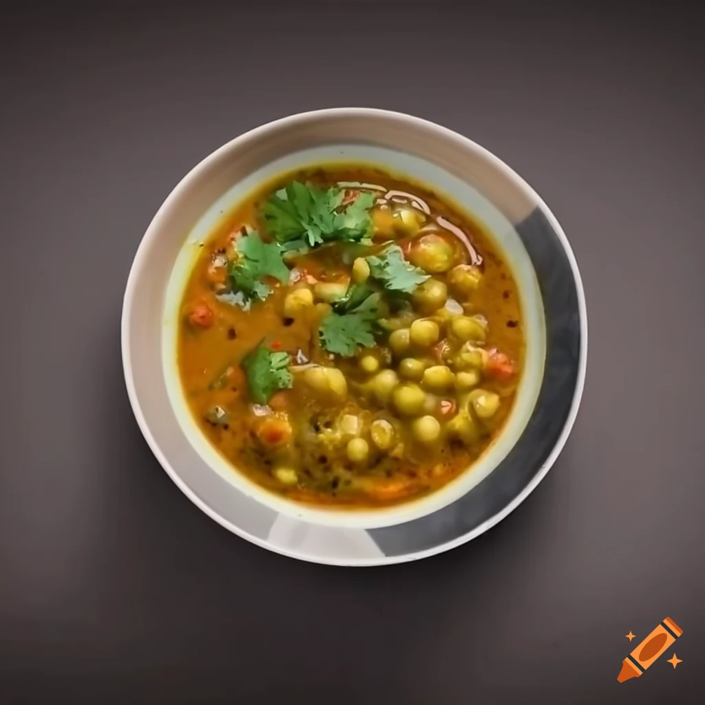 Indian Style bowl with dal tadka curry topped with green coriander