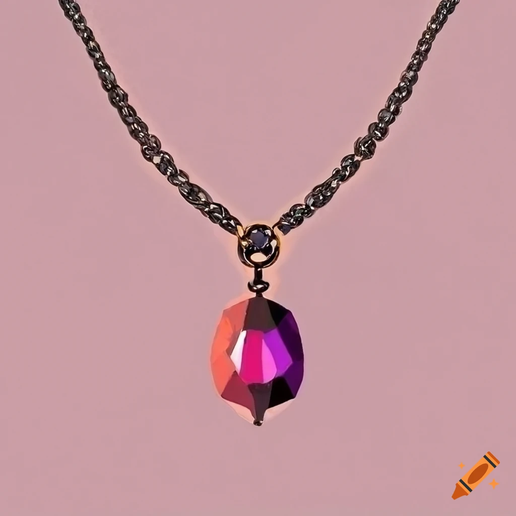Vintage style necklace with sparkling gemstone in a minimalistic drawing