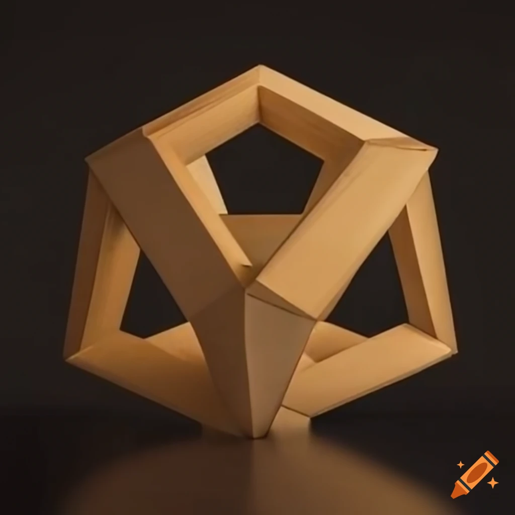 Set of five platonic solids in geometric shapes