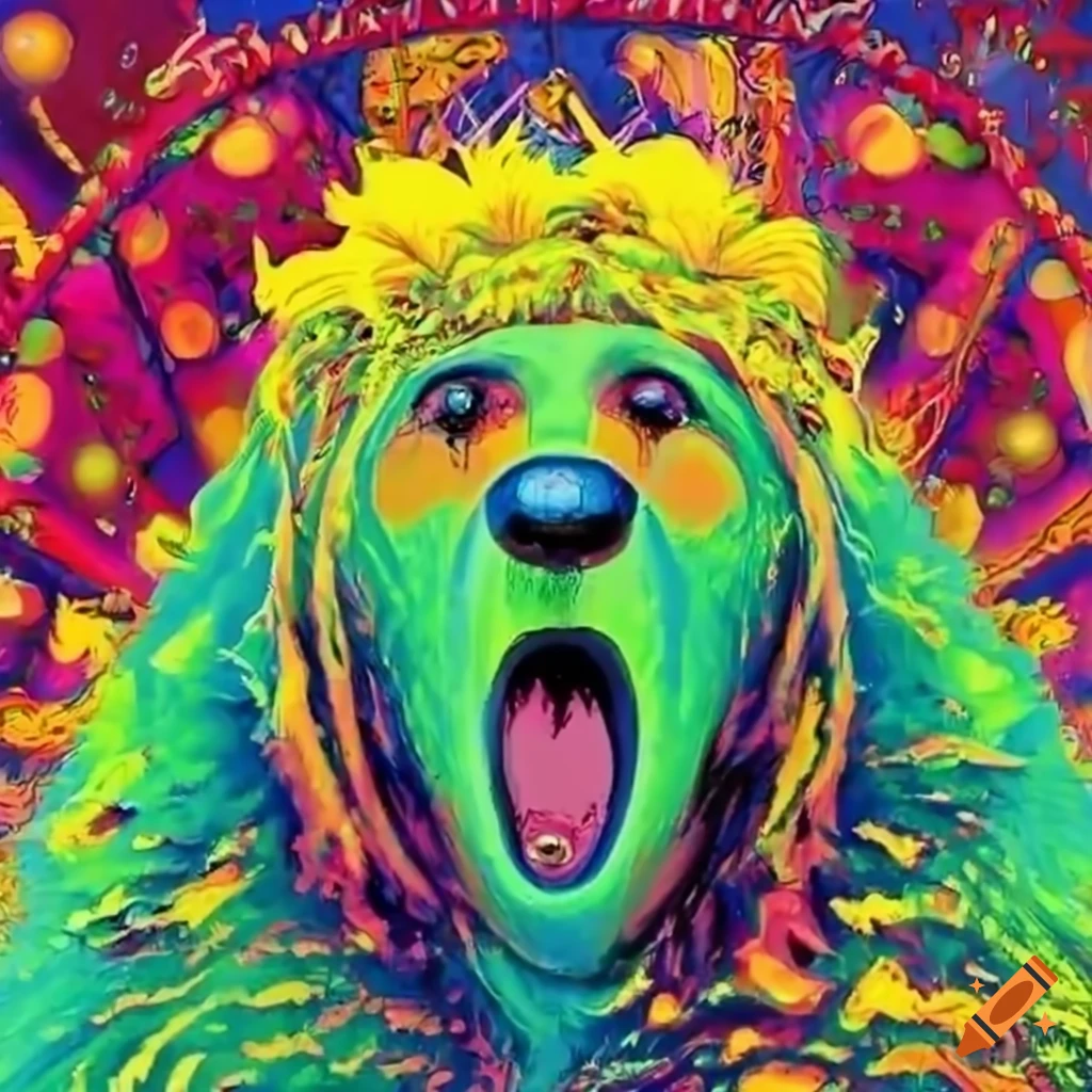 Psychedelic album cover for Attack of the Bear Man by Bear Brothers