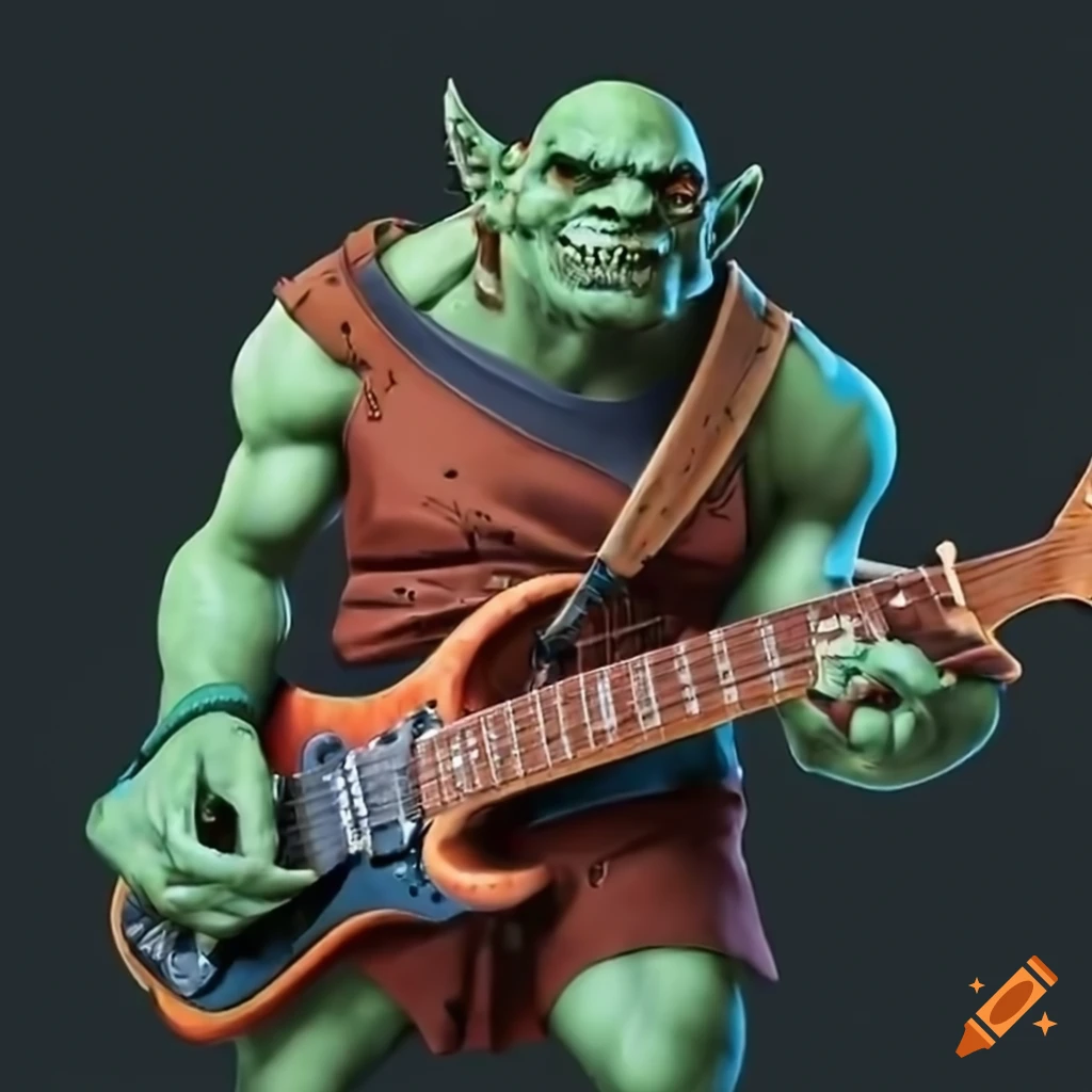 Orc playing an electric guitar