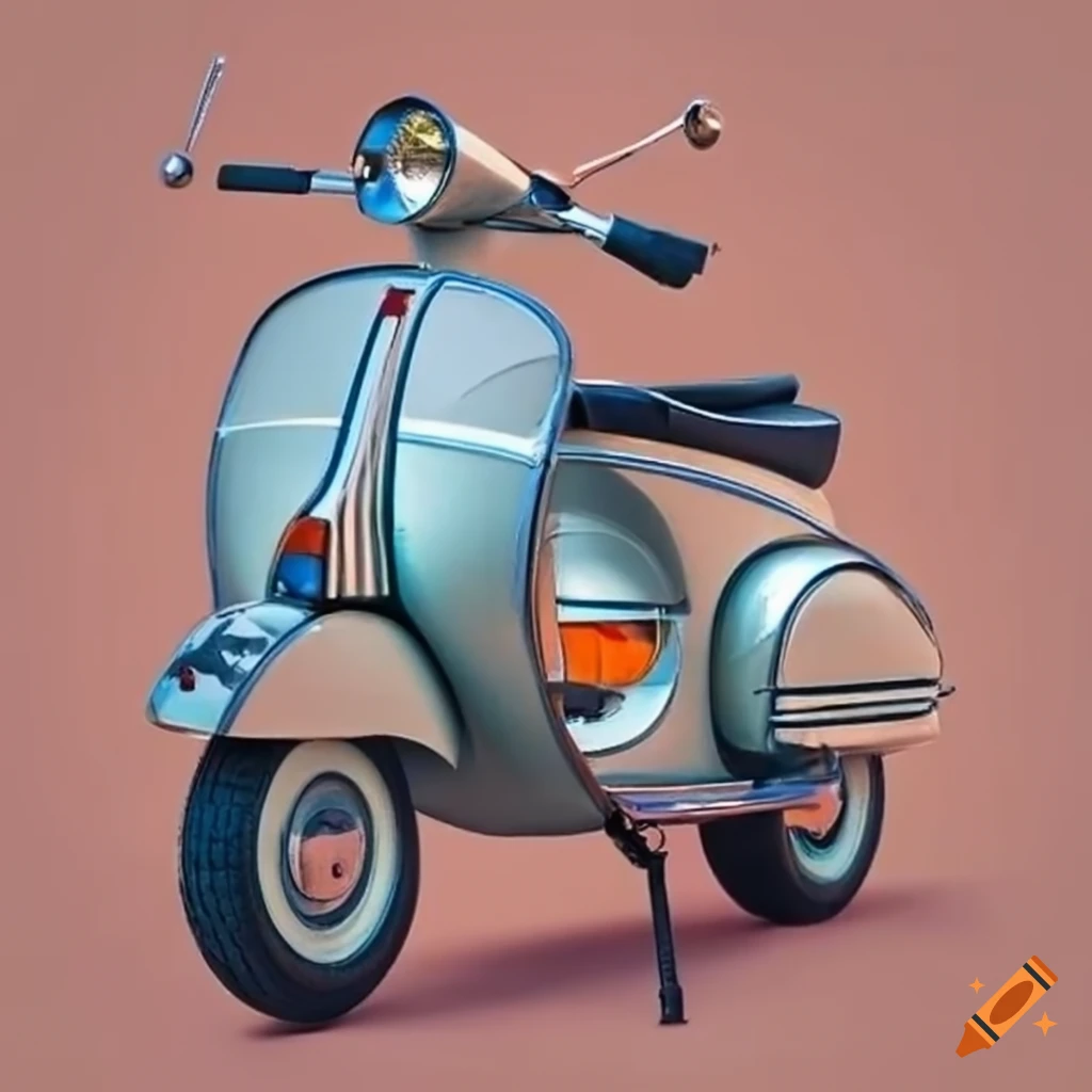 Vespa M4 model from 1962 in diamond silver with orange stripes