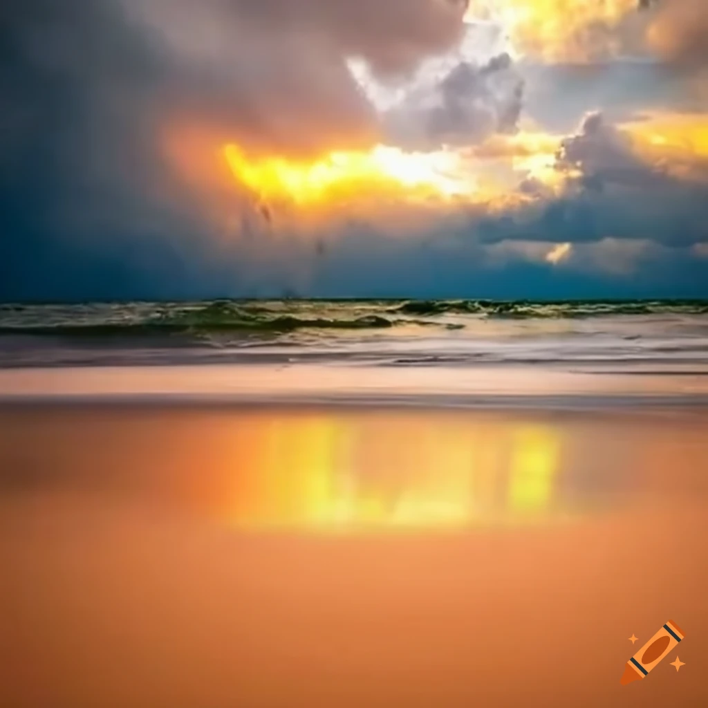 Sandy beach during a tropical storm