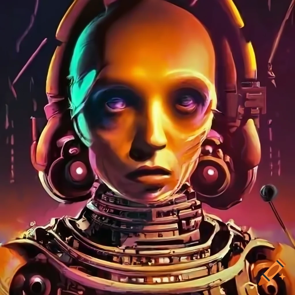 Organic machine art in 70s sci-fi style by Akira Toryiama