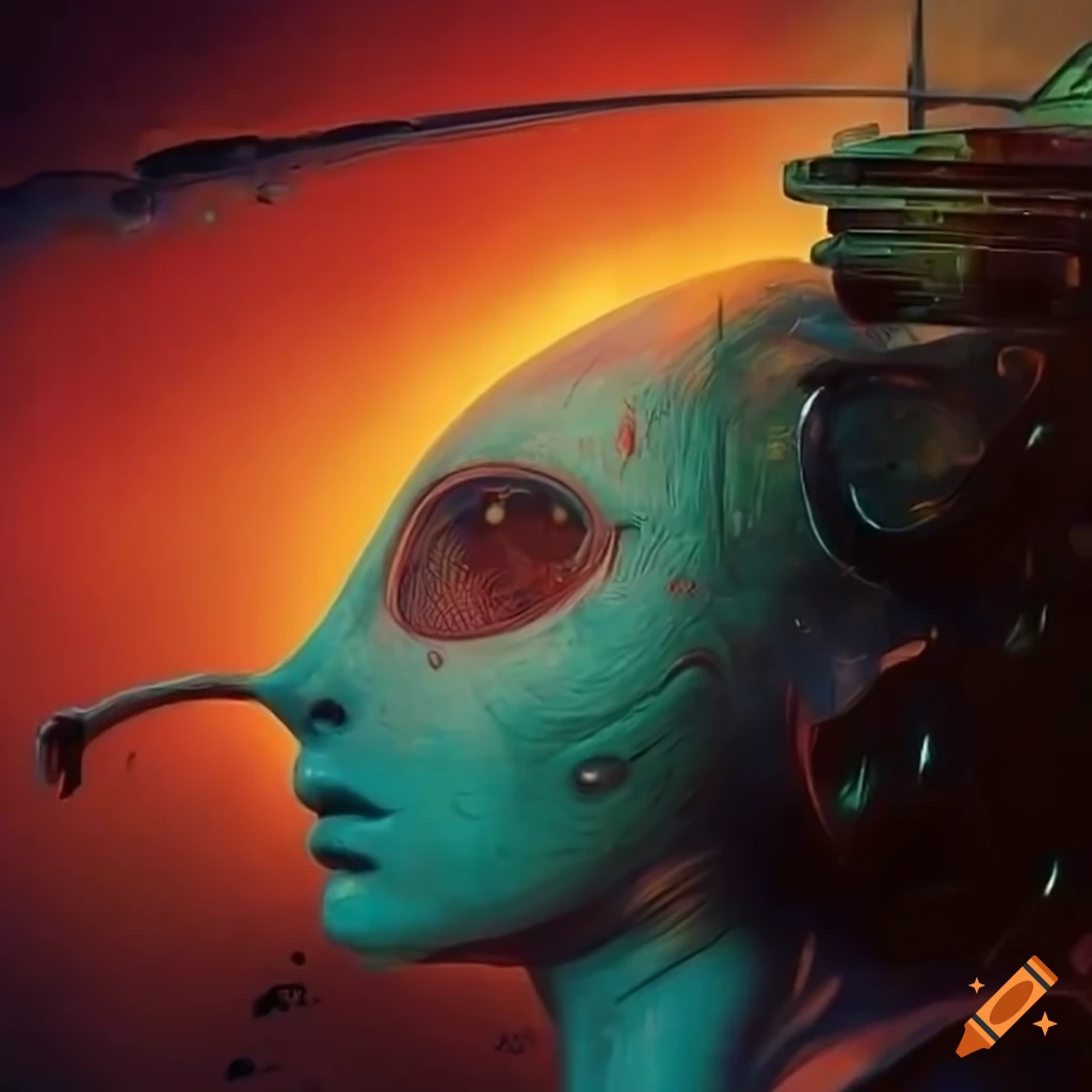 70s sci-fi organic machine art by Akira Toryiama