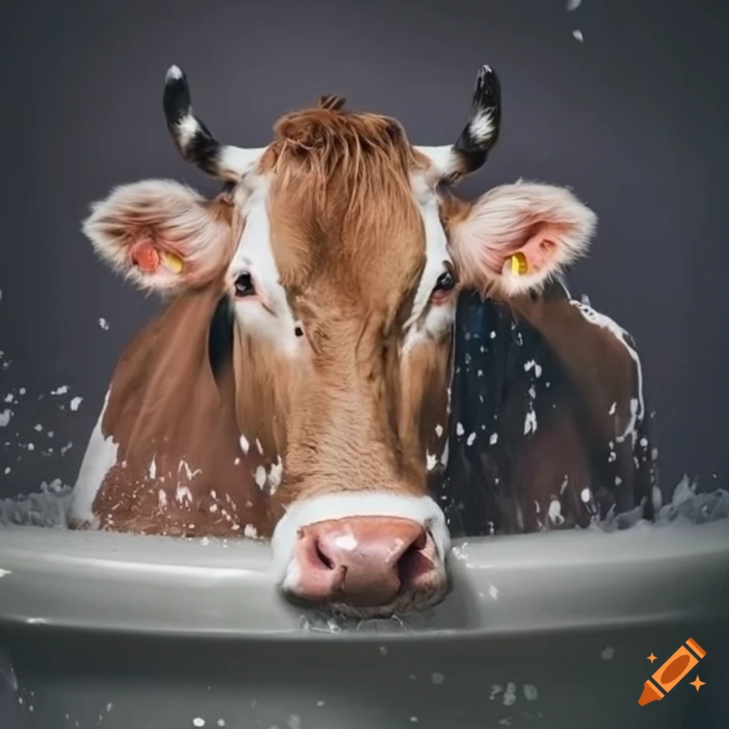 Cows bathing