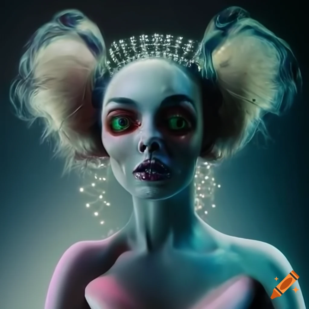 Surrealist aliens inside an organic spaceship with vintage 1960's Christmas show featuring The Fabulettes band
