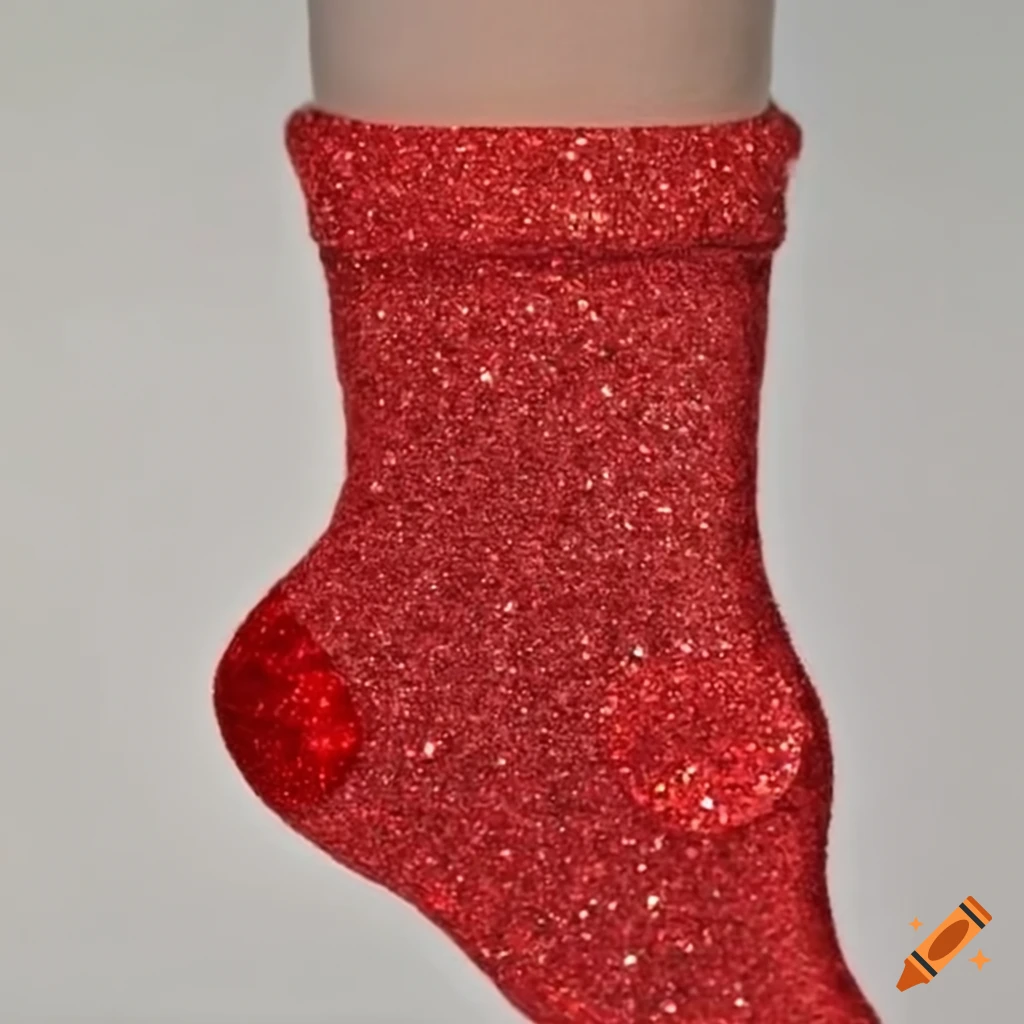 Red glitter sock on a tube