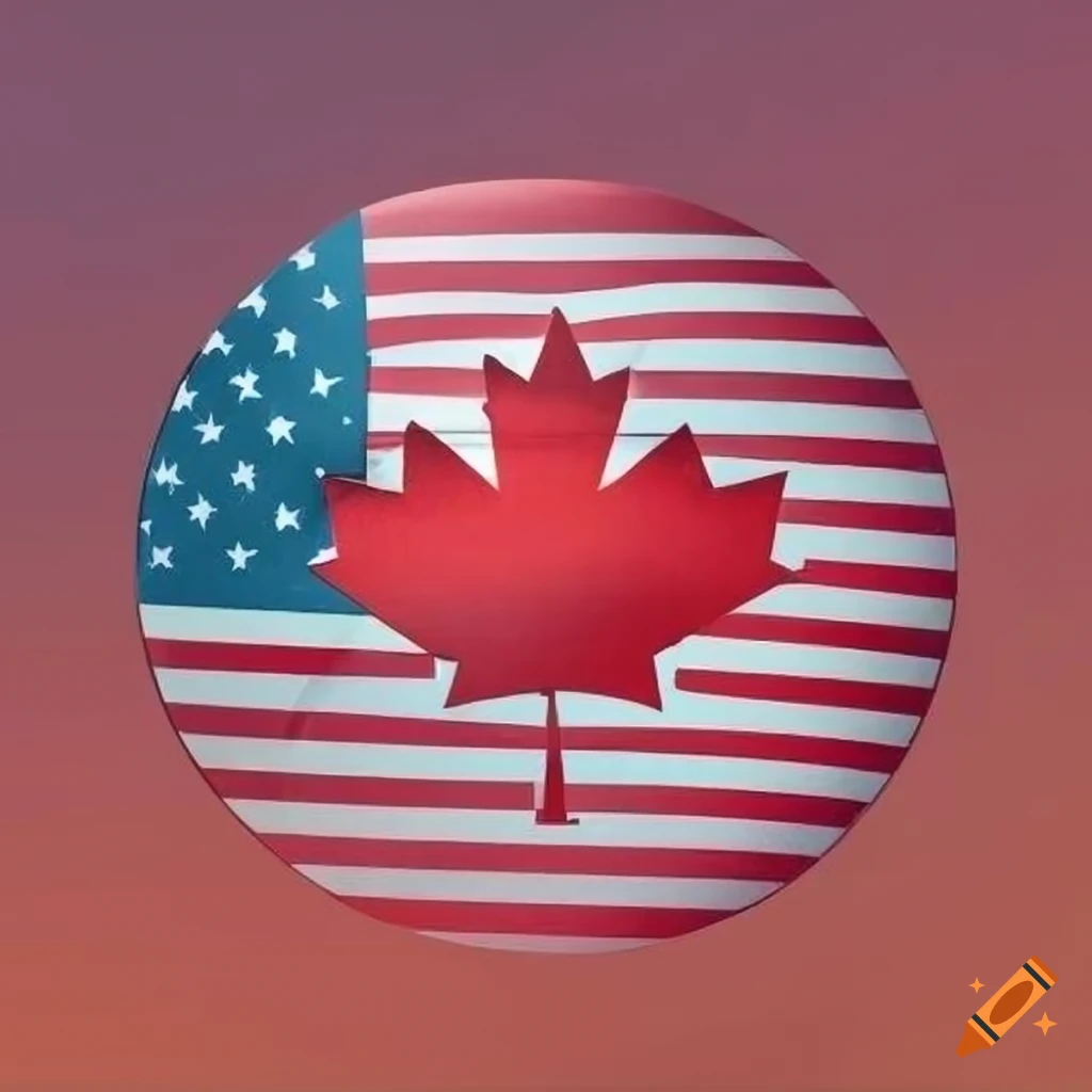 Circular logo with Canadian and USA flags and a simple house design