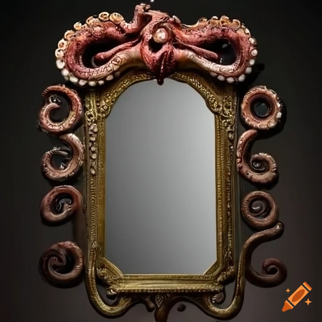 Antique mirror with octopus tentacles around the frame