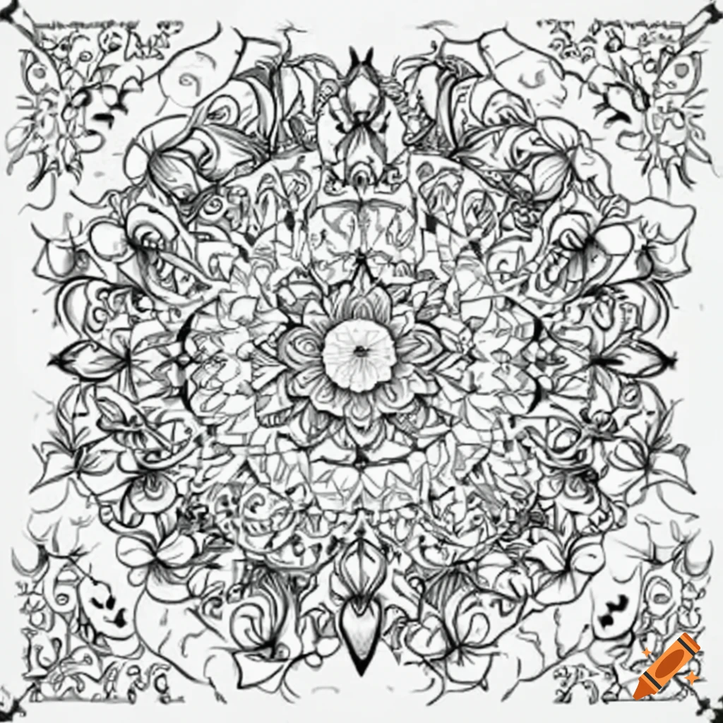 December mandala intricate line art coloring page