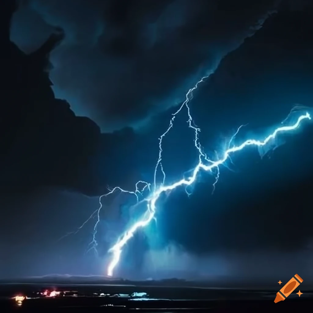 Dark stormy thunder scene