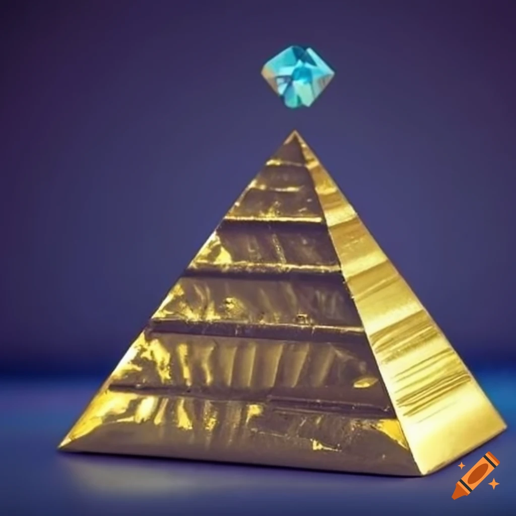 Gold pyramid with diamond at center