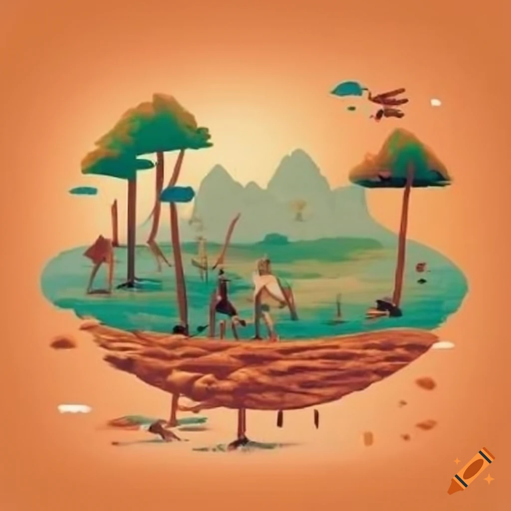 Infographic based on the sertão with themes of caatinga, sustainability, education, tourism, culture, solidarity economy, cinema, sports, and renewable energies
