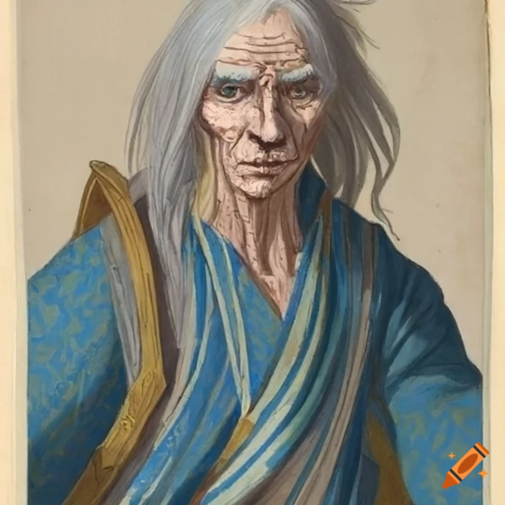 Older male wizard inspired by Leonhard Euler with scholarly appearance