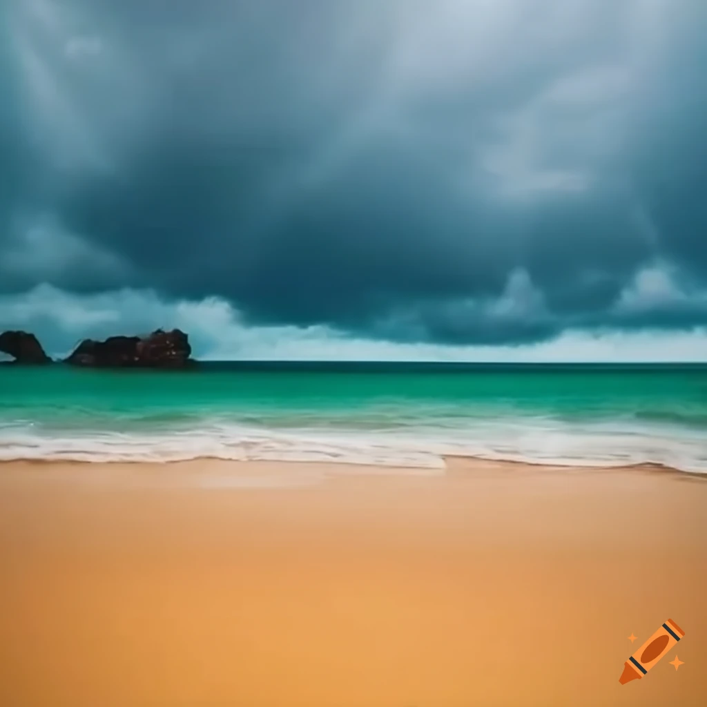 Sandy beach during a tropical storm