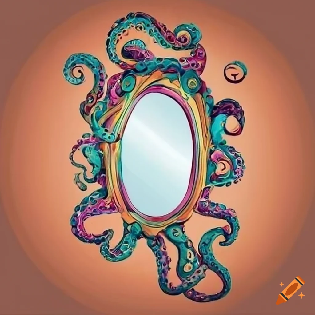 Antique mirror with octopus tentacles around its frame