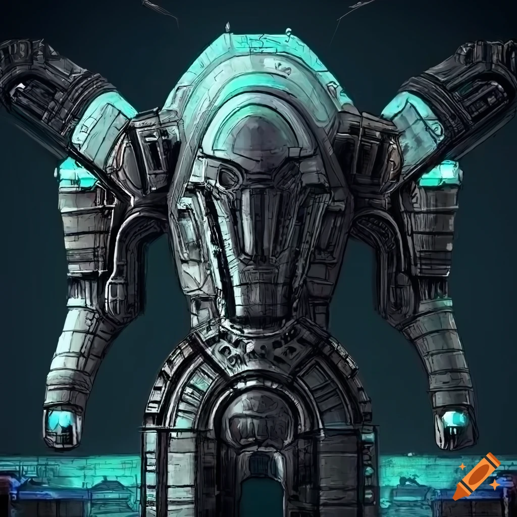 Surrealist aliens inside an asymmetrical organic spaceship with strange machines and light boards