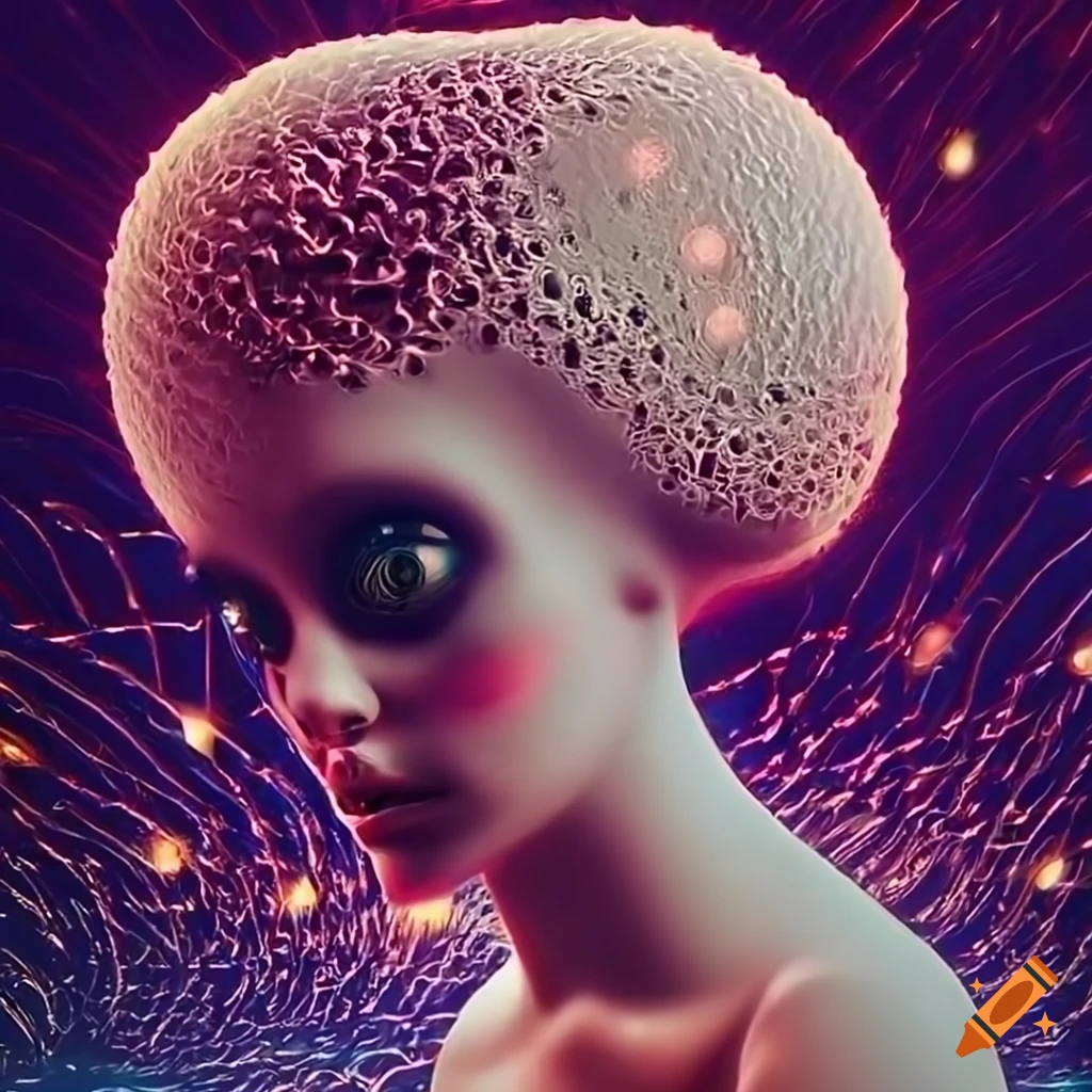 Surrealist aliens inside organic spaceship with vintage 1960s Christmas show featuring The Fabulettes band