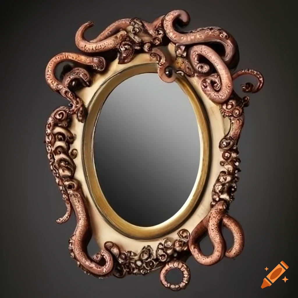 Antique mirror with octopus tentacles around the frame